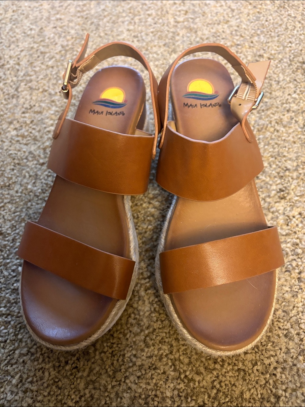 Maui Island Women's Brown Leather Platform Sandals